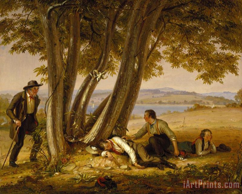 William Sidney Mount Caught Napping (boys Caught Napping in a Field) Art Painting