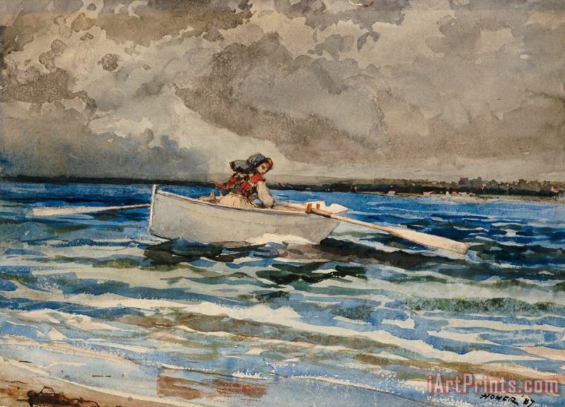Winslow Homer Rowing at Prouts Neck Art Painting