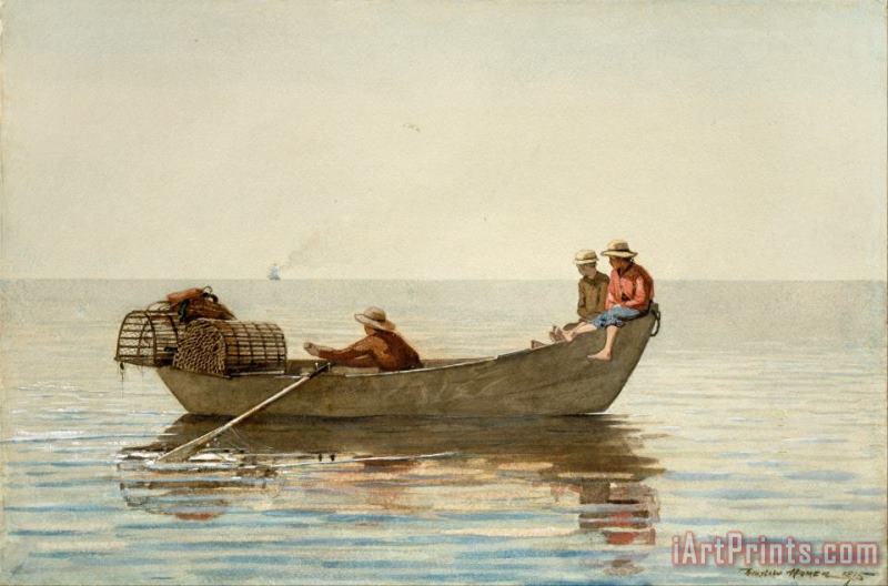 Three Boys in a Dory with Lobster Pots painting - Winslow Homer Three Boys in a Dory with Lobster Pots Art Print