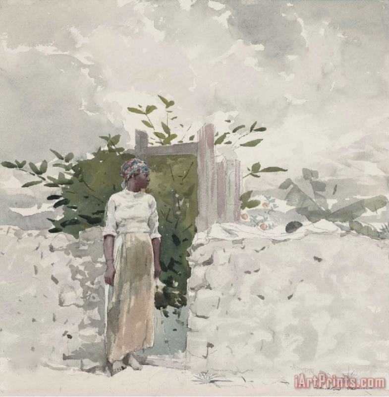 Winslow Homer Woman Standing by a Gate Art Painting