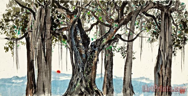 Banyan Trees of Xishuangbanna, 1978 painting - Wu Guanzhong Banyan Trees of Xishuangbanna, 1978 Art Print