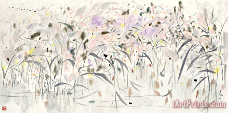 Wu Guanzhong Reed Pond, 1991 Art Painting