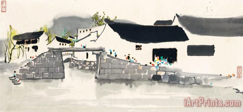 Wu Guanzhong Stone Bridge in Jiangnan Art Print