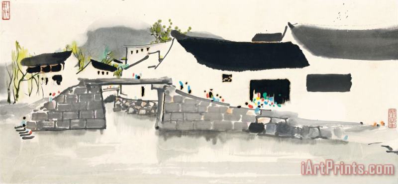 Stone Bridge in Jiangnan painting - Wu Guanzhong Stone Bridge in Jiangnan Art Print