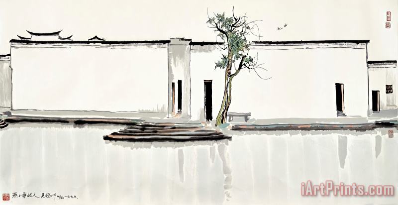 Wu Guanzhong Two Swallows Art Painting