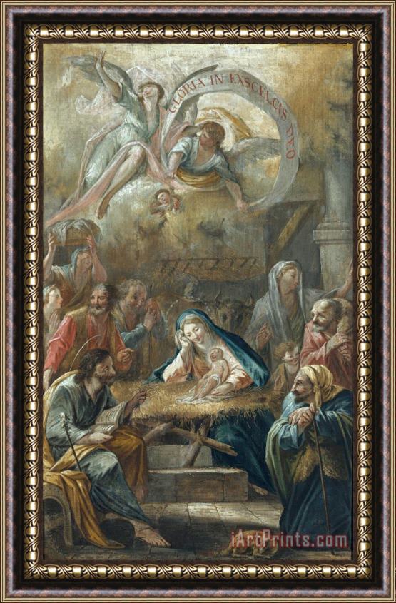 'El Vigata' Francesc Pla Duran Birth of Jesus And The Adoration of The Shepherds Framed Painting
