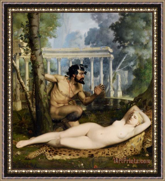 Adolphe Alexandre Lesrel Pan And Venus Framed Painting