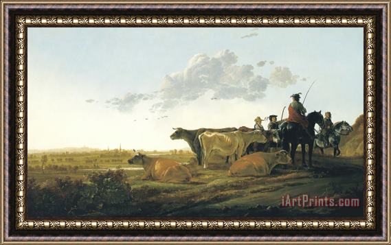 Aelbert Cuyp Landscape with Herdsmen Framed Print