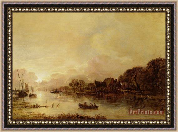 Aert van der Neer River landscape Framed Print