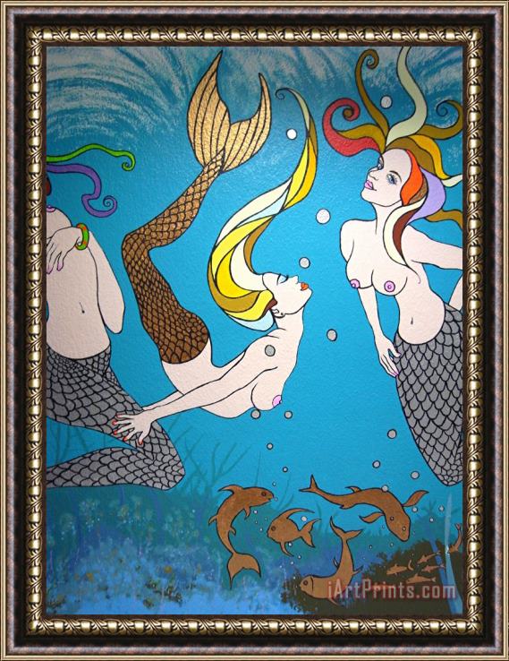 Agris Rautins Mermaids Framed Painting