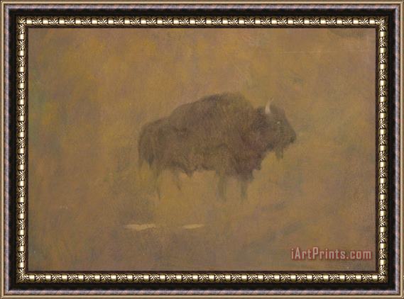 Albert Bierstadt Buffalo in a Sandstorm Framed Painting
