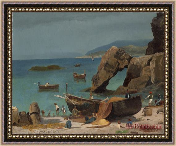Albert Bierstadt Capri Beach, C. 1857 Framed Print