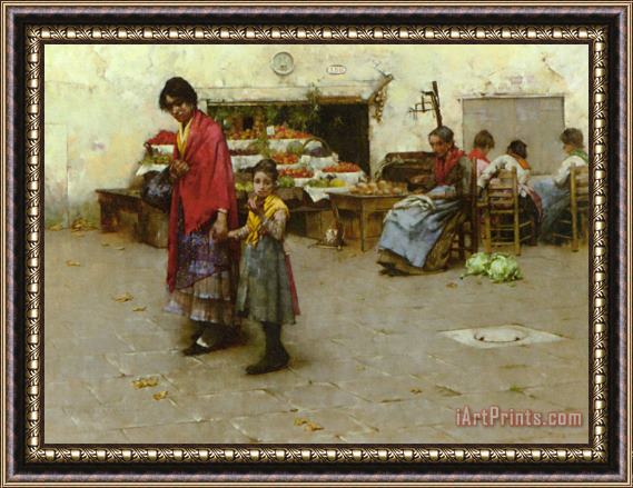 Albert Chevallier Tayler A Day at The Market Framed Painting