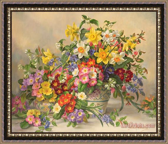 Albert Williams Spring Flowers and Poole Pottery Framed Painting