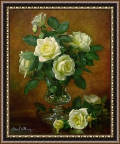 Yellow Framed Paintings - Yellow Roses by Albert Williams