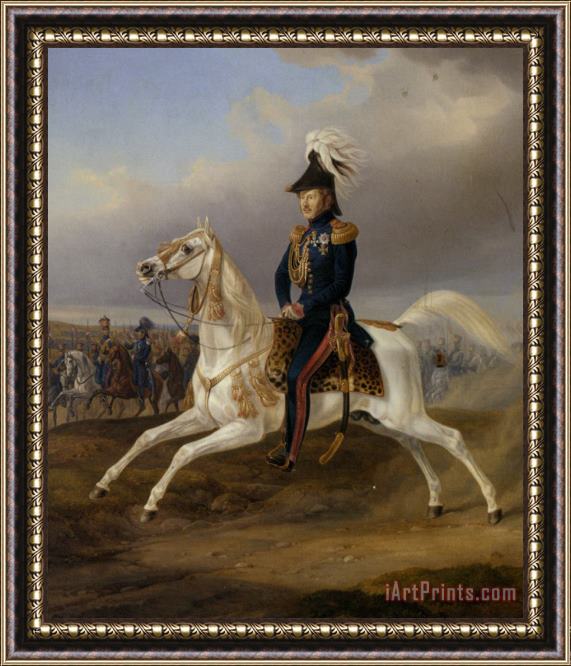 Albrecht Adam King William I of Wurttemberg on Horseback Framed Painting