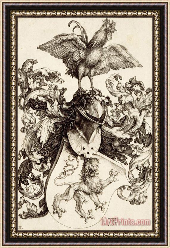 Albrecht Durer Coat of Arms with a Lion And a Cock Framed Print