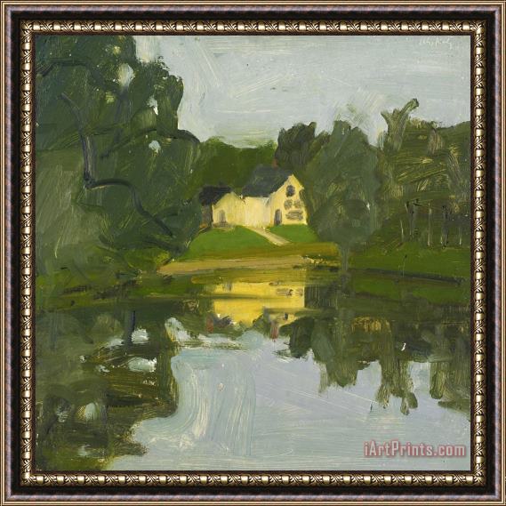 Alex Katz Landscape with Yellow House Framed Painting