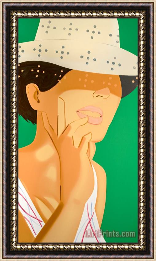 Alex Katz Vivien with Straw Hat, 2021 Framed Painting
