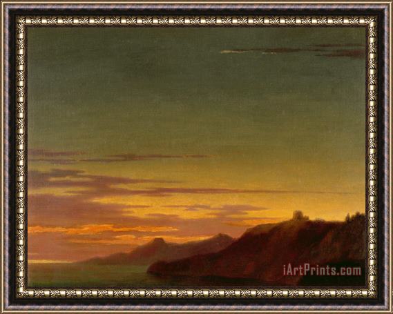Alexander Cozens Close of the Day - Sunset on the Coast Framed Print