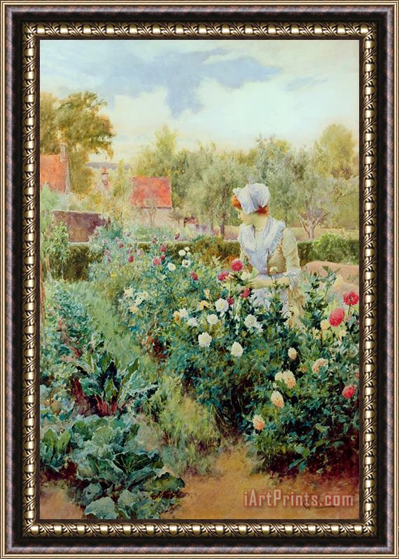 Alfred Glendening Dahlias Framed Painting