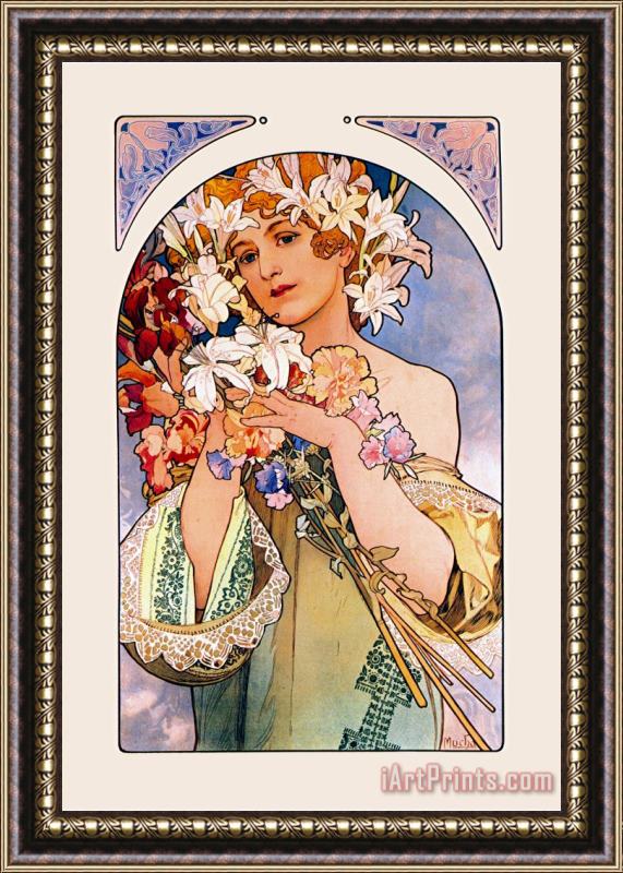 Alphonse Marie Mucha Flower Framed Print