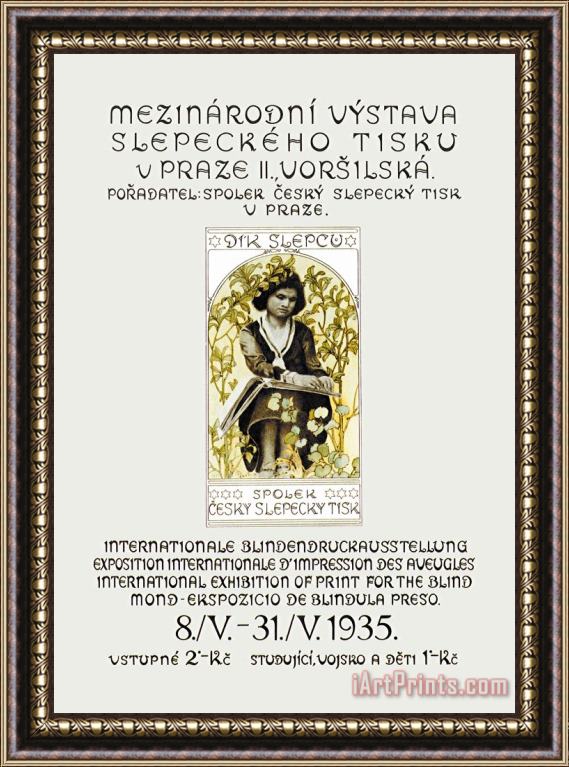 Alphonse Marie Mucha International Exhibition of Print for The Blind Framed Painting