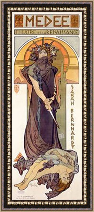 Alphonse Marie Mucha Medee Sarah Bernhardt Framed Painting