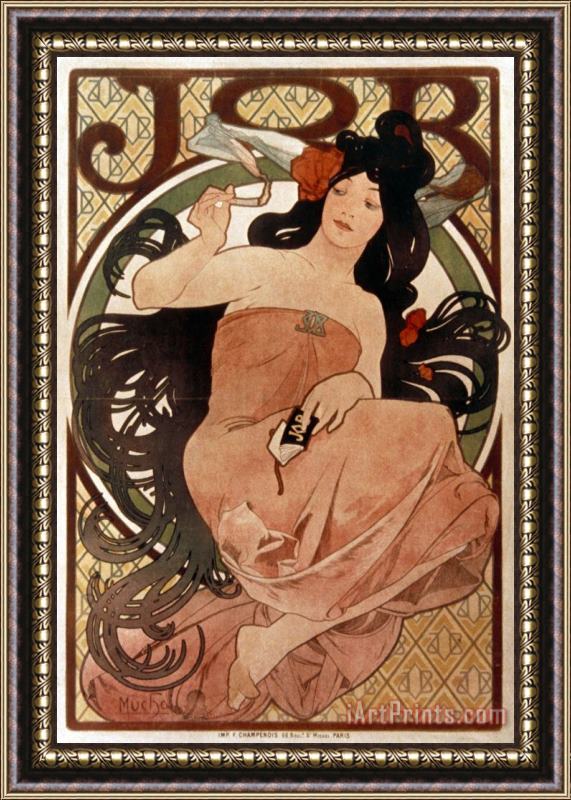 Alphonse Marie Mucha Mucha Cigarette Paper Ad Framed Painting