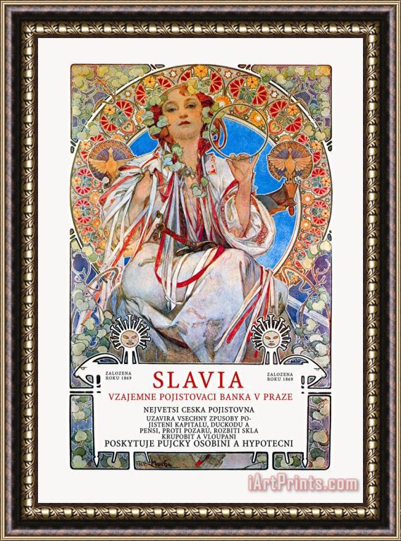 Alphonse Marie Mucha Slavia Insurance Company Framed Painting