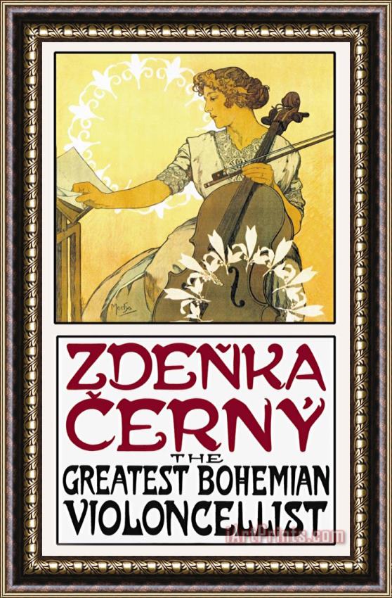 Alphonse Marie Mucha Zdenka Cerny The Greatest Bohemian Violoncellist Framed Painting