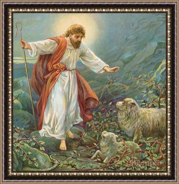 Ambrose Dudley Jesus Christ The Tender Shepherd Framed Painting