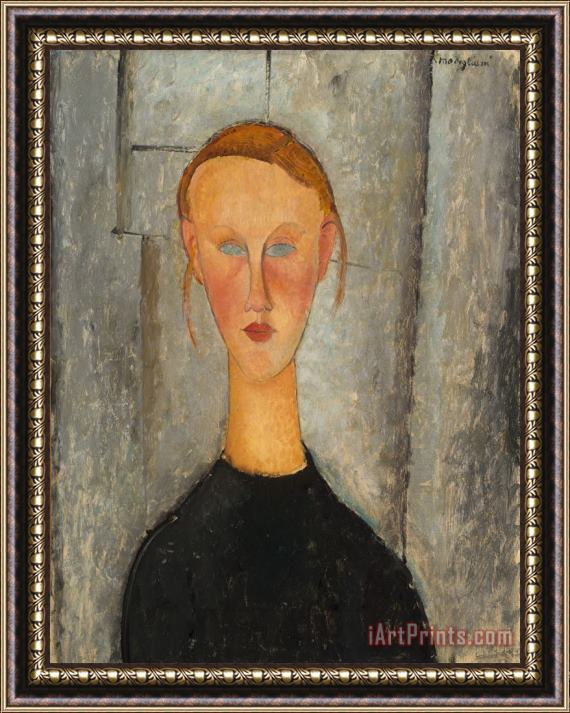 Amedeo Modigliani Girl with Blue Eyes Framed Painting