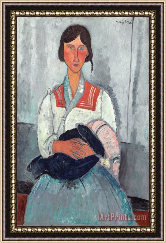 Amedeo Modigliani Gypsy Woman With Baby, 1919 Framed Painting
