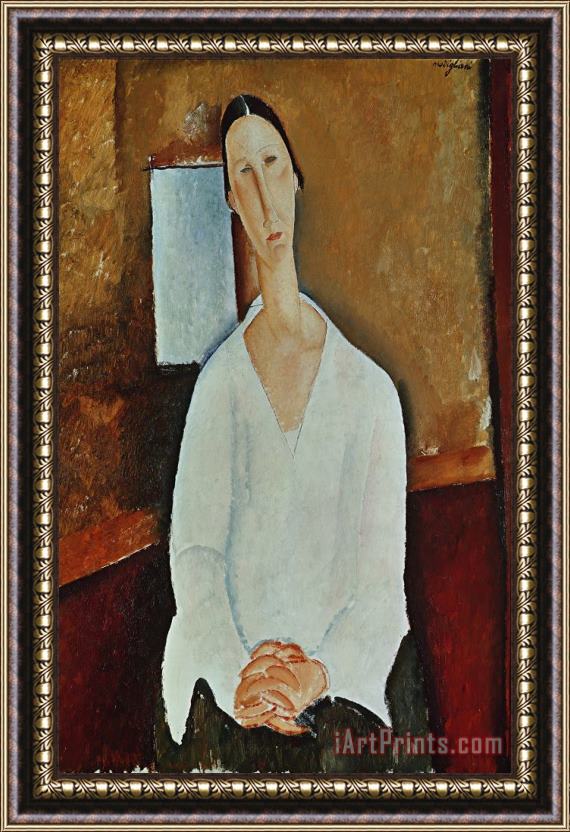 Amedeo Modigliani Madame Zborowska with Clasped Hands Framed Print