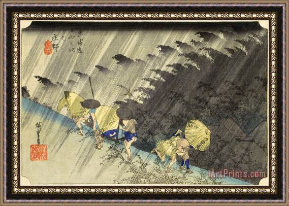 Ando Hiroshige Light Rain at Shono, From Fifty Three Stations on The Tokaido Road, The 