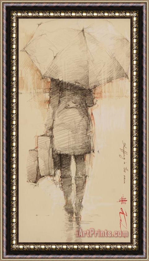 Andre Kohn Shopping in The Rain II Framed Painting