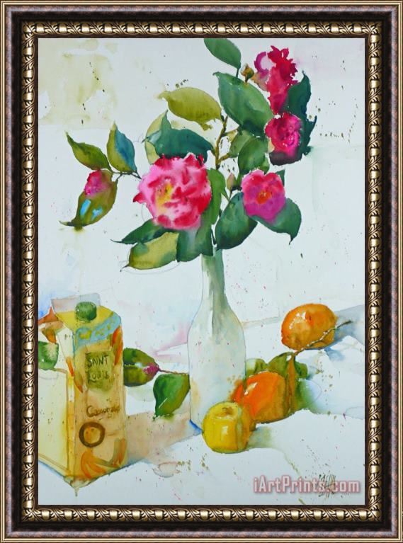 Andre Mehu Camellias and brown sugar Study Framed Print