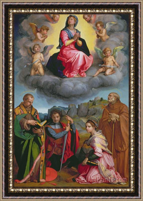 Andrea del Sarto Madonna In Glory With Four Saints Framed Painting