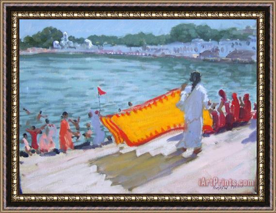 Andrew Macara Drying Sari Pushkar Framed Painting