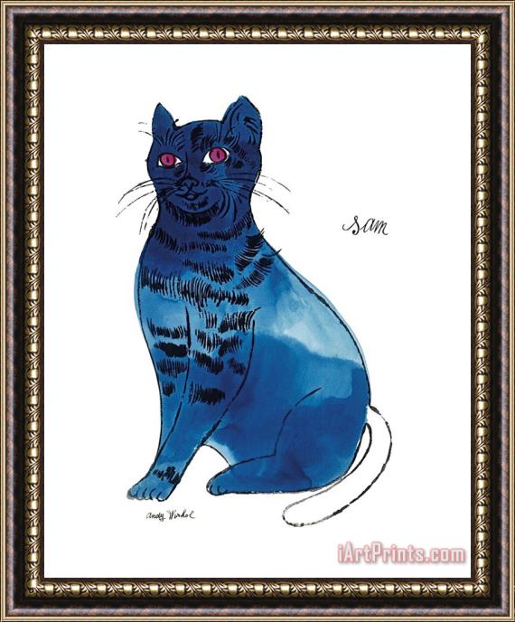 Andy Warhol 25 Cats Named Sam And One Blue Pussy by Andy Warhol C 1954 Blue Sam Framed Painting