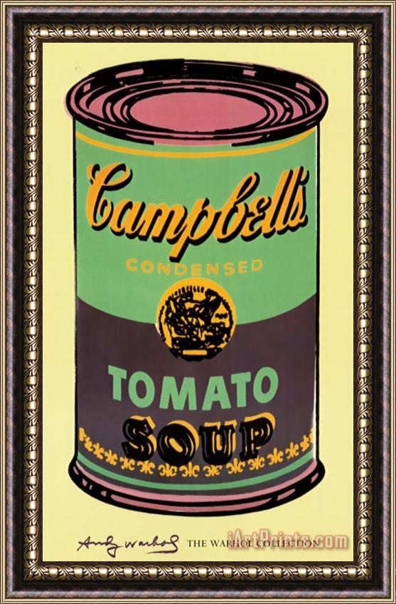 Andy Warhol Campbell's Soup Can 1965 Green And Purple Framed Print