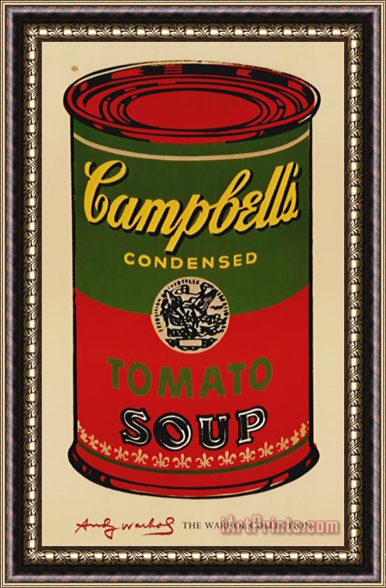 Andy Warhol Campbell's Soup Can 1965 Green And Red Framed Painting