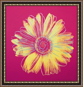 Yellow Framed Paintings - Daisy C 1982 Fuschia And Yellow by Andy Warhol