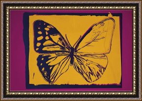 Yellow Framed Paintings - Vanishing Animals Butterfly C 1986 Yellow on Purple by Andy Warhol