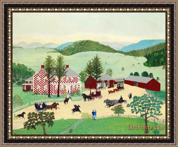 Anna Mary Robertson (grandma) Moses The Old Checkered House in 1860 Framed Print