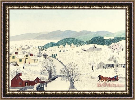 Anna Mary Robertson (grandma) Moses To Grandma's House We Go on Thanksgiving Day, 1942 Framed Print
