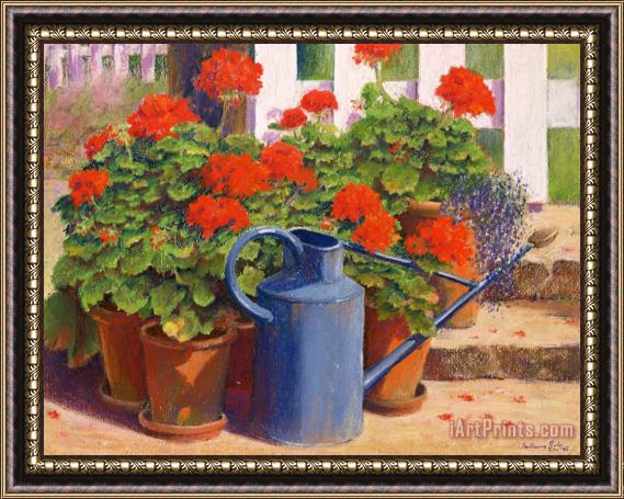 Anthony Rule The blue watering can Framed Print