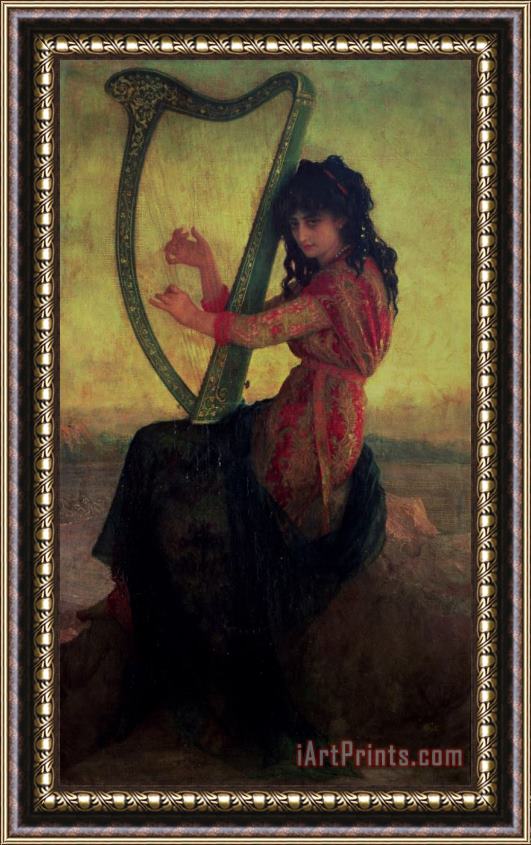 Antoine Auguste Ernest Hebert Muse Playing the Harp Framed Print