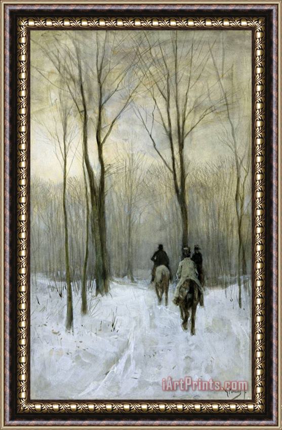 Anton Mauve Riders in The Snow in The Haagse Bos Framed Painting